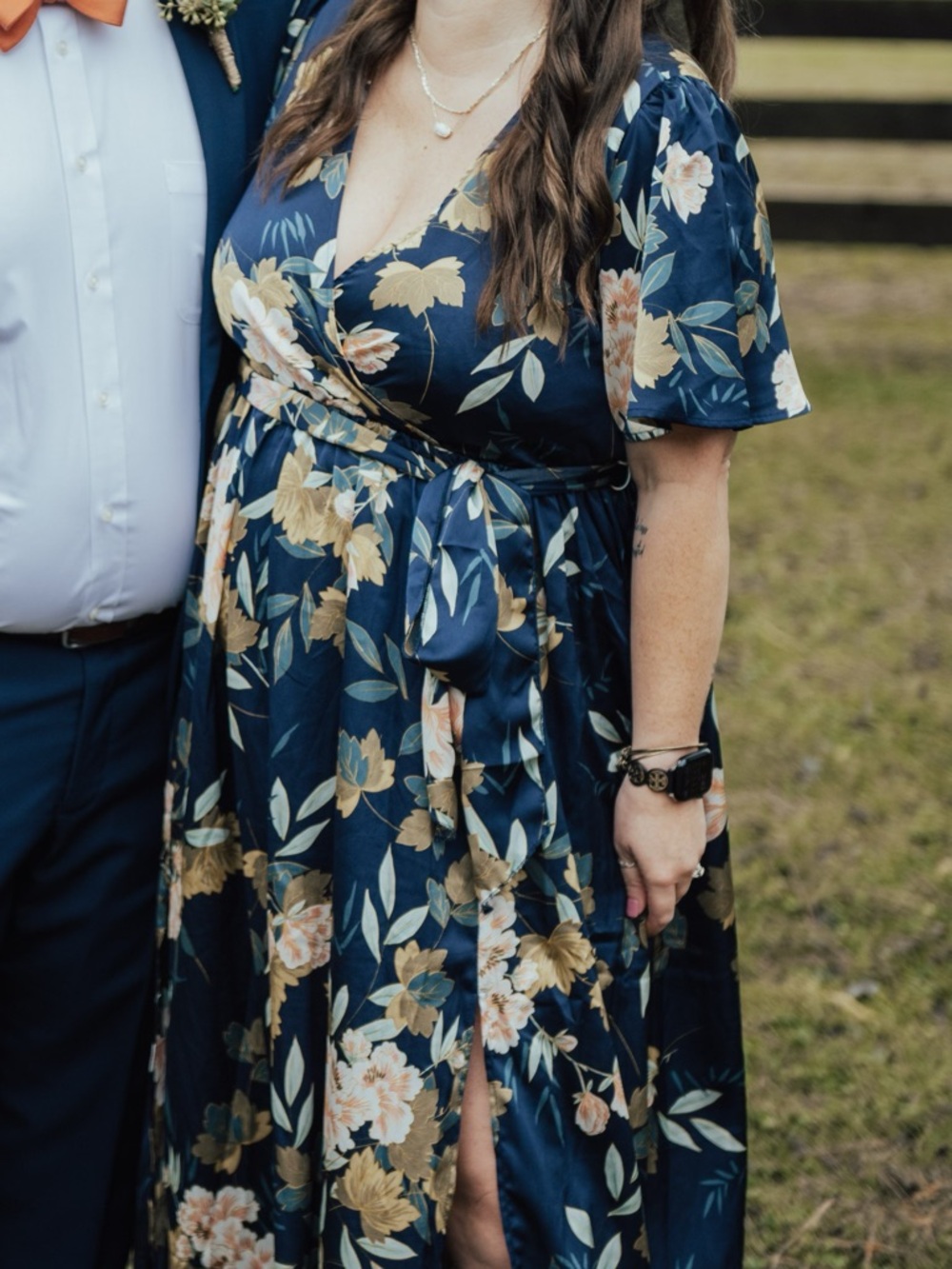 Baltic Born Navy Floral Wrap Dress - Blue and Cream Floral Maxi